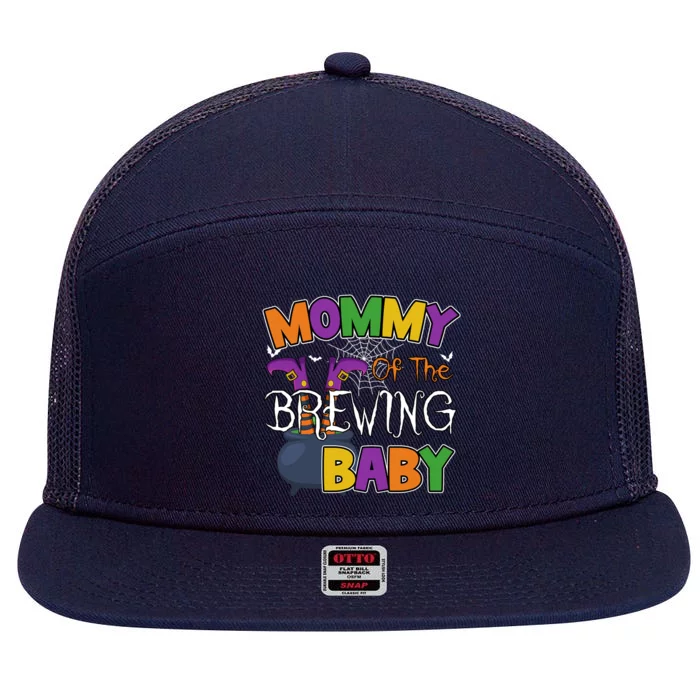 Mommy Of Brewing Halloween Theme Shower Spooky Gift 7 Panel Mesh Trucker Snapback Hat