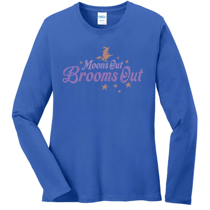 Moons Out Brooms Out Vintage Cute Halloween Witch Aesthetic Meaningful Gift Ladies Long Sleeve Shirt