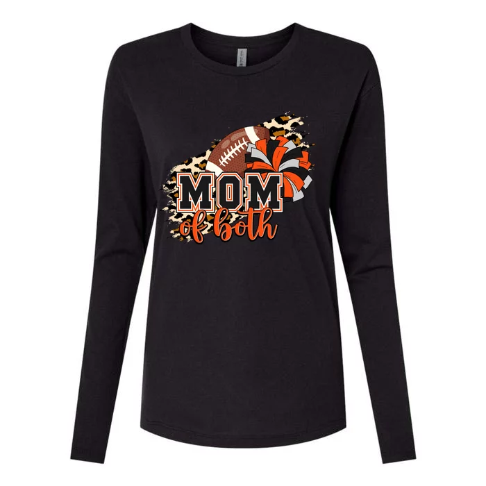 Mom Of Both Football Cheer Orange Black Pom Leopard Great Gift Womens Cotton Relaxed Long Sleeve T-Shirt