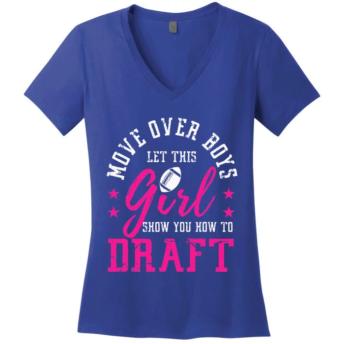 Move Over Cute Fantasy Football Draft Kit Party Women's V-Neck T-Shirt