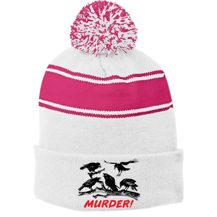 Murder Of Crows Stripe Pom Pom Beanie