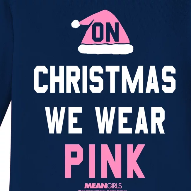 Mean On Christmas We Wear Pink Santa Hat Gift Baby Long Sleeve Bodysuit