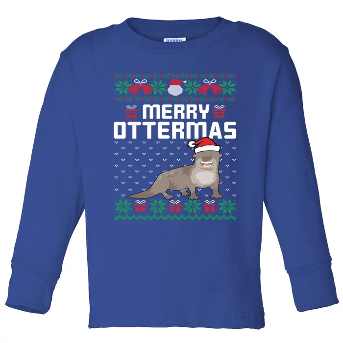 Merry Ottermas Christmas Merry Xmas Holiday Funny Gift Toddler Long Sleeve Shirt