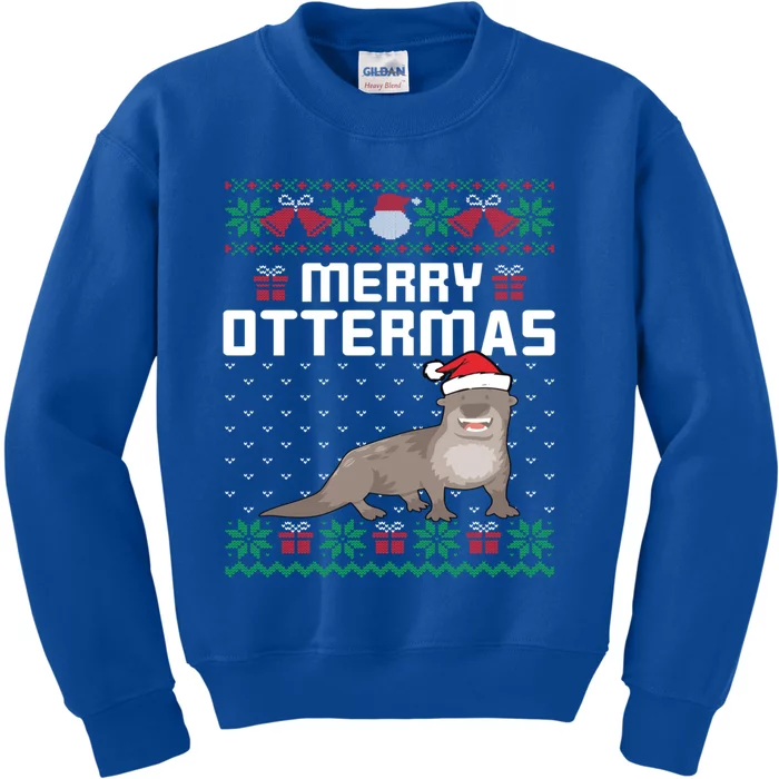 Merry Ottermas Christmas Merry Xmas Holiday Funny Gift Kids Sweatshirt