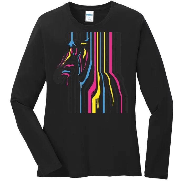 Modern Abstract Zebra Ladies Long Sleeve Shirt