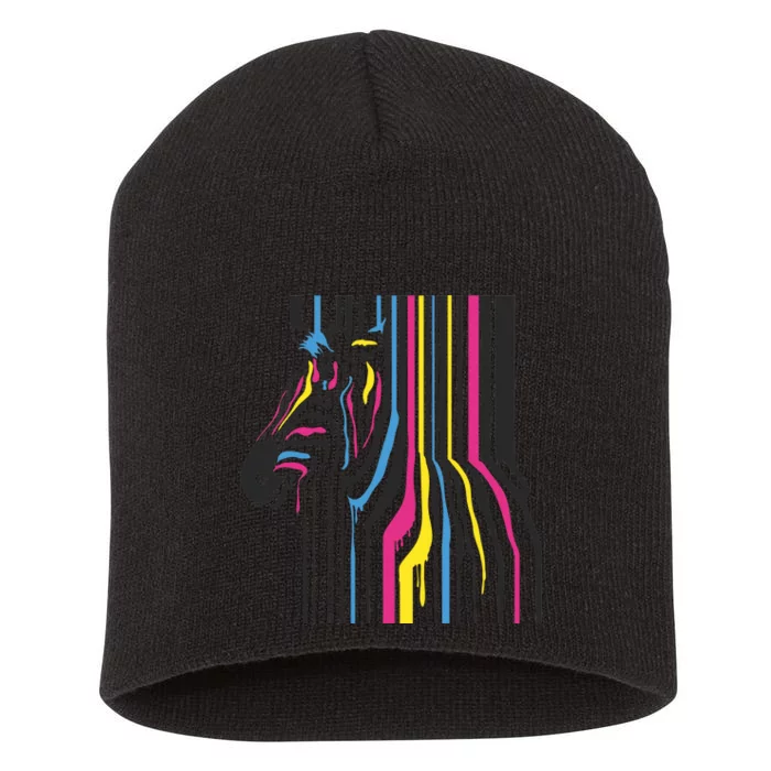 Modern Abstract Zebra Short Acrylic Beanie