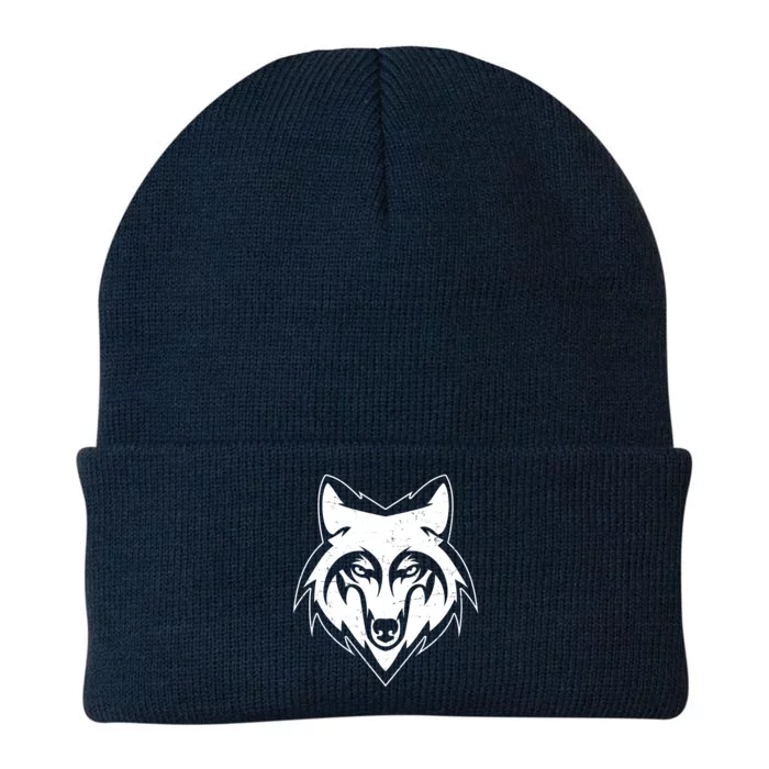 Modern Wolf Face Symbol Knit Cap Winter Beanie