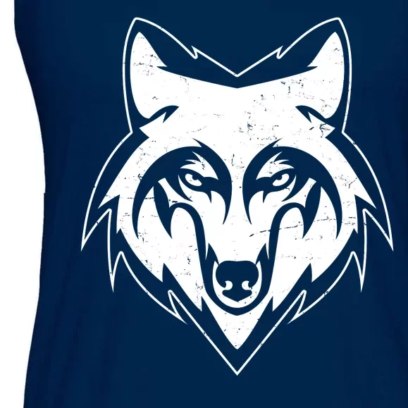 Modern Wolf Face Symbol Ladies Essential Flowy Tank