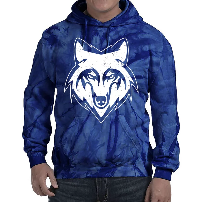 Modern Wolf Face Symbol Tie Dye Hoodie