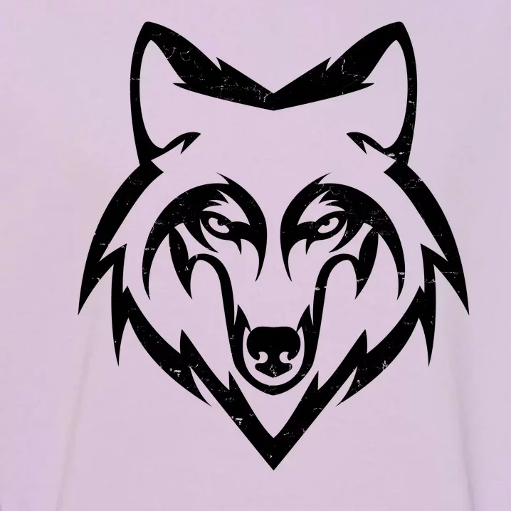 Modern Wolf Face Symbol Garment-Dyed Sweatshirt