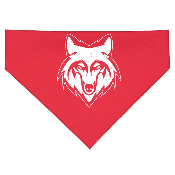 Modern Wolf Face Symbol USA-Made Doggie Bandana