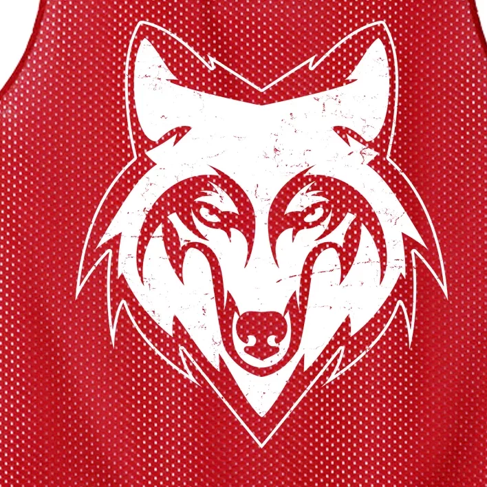 Modern Wolf Face Symbol Mesh Reversible Basketball Jersey Tank