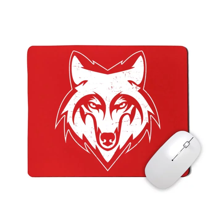 Modern Wolf Face Symbol Mousepad