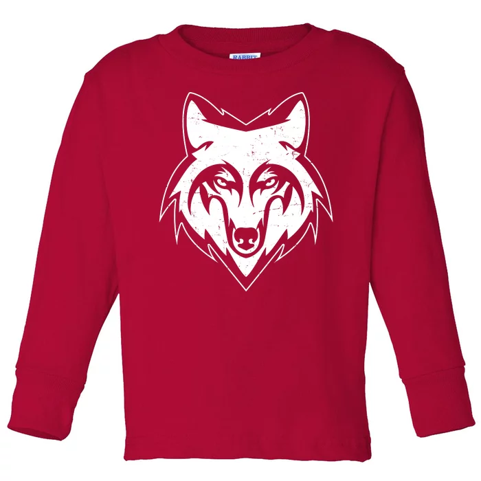 Modern Wolf Face Symbol Toddler Long Sleeve Shirt