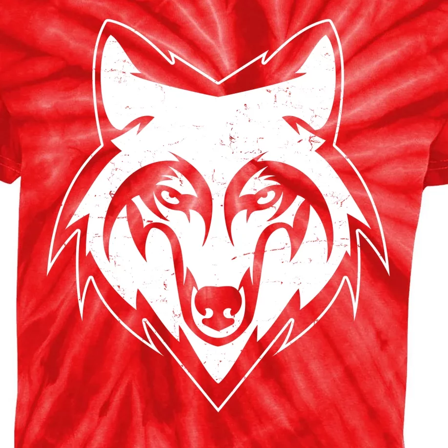 Modern Wolf Face Symbol Kids Tie-Dye T-Shirt