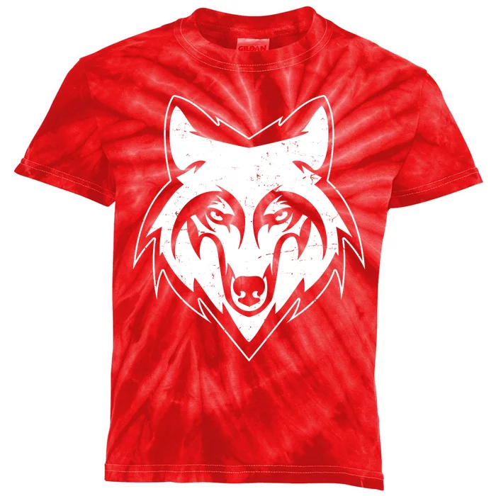 Modern Wolf Face Symbol Kids Tie-Dye T-Shirt