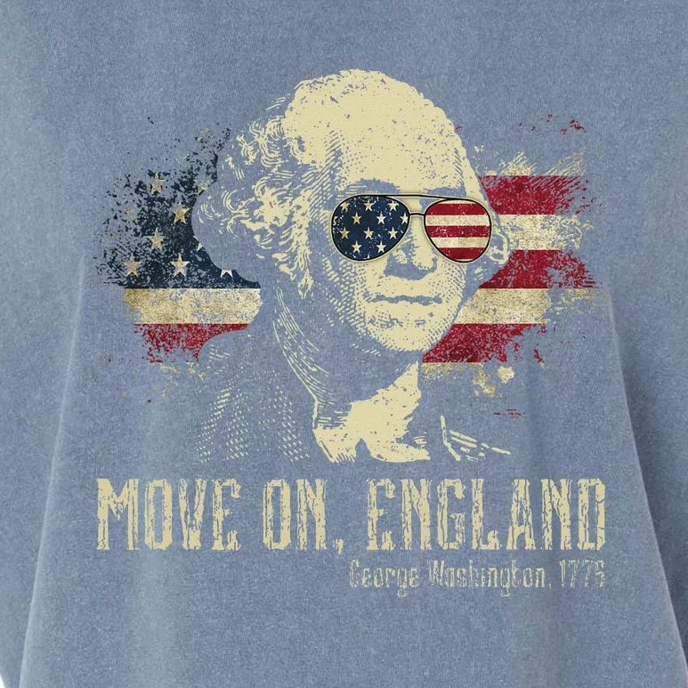 Move On England Funny George Washington 1776 Usa 4th Of July Garment-Dyed Women's Muscle Tee