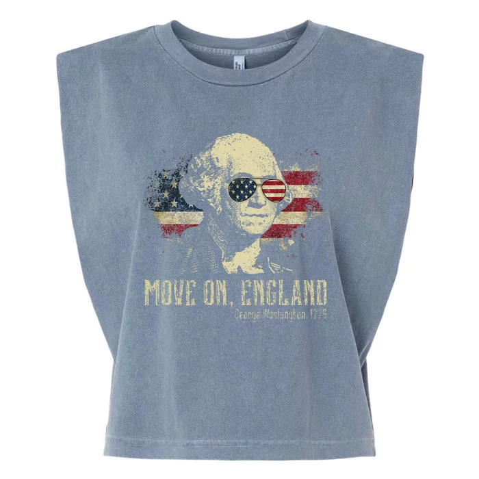 Move On England Funny George Washington 1776 Usa 4th Of July Garment-Dyed Women's Muscle Tee