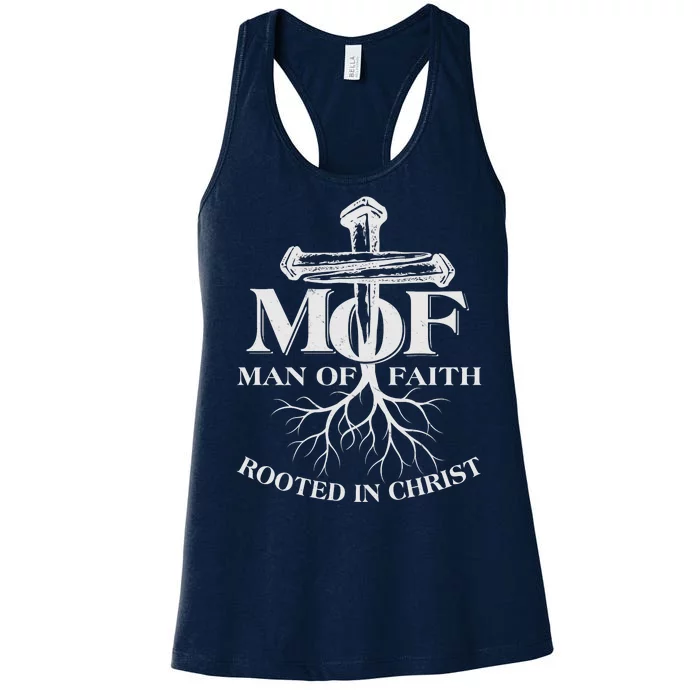 MOF Man of Faith Rooted In Christ Women's Racerback Tank