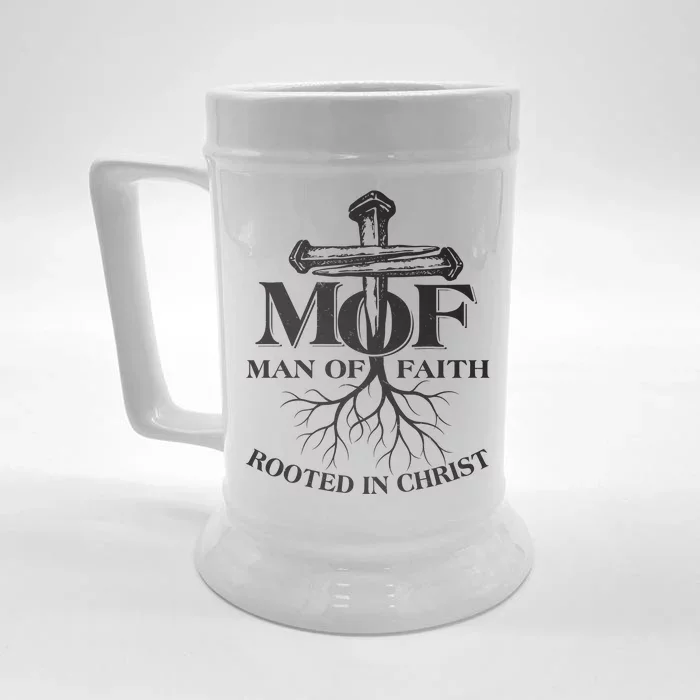 MOF Man of Faith Rooted In Christ Front & Back Beer Stein