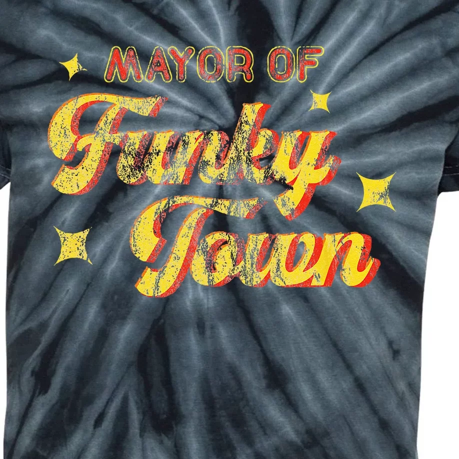 Mayor Of Funky Town 1970s Disco Funk 70s Retro Funk Kids Tie-Dye T-Shirt