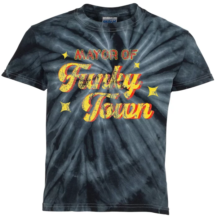 Mayor Of Funky Town 1970s Disco Funk 70s Retro Funk Kids Tie-Dye T-Shirt