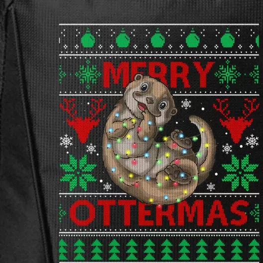 Merry Ottermas Funny Otter Lovers Christmas Funny Gift City Backpack