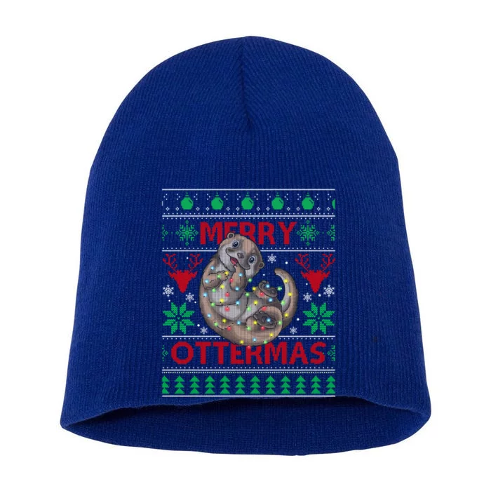 Merry Ottermas Funny Otter Lovers Christmas Funny Gift Short Acrylic Beanie