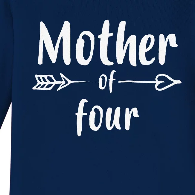 Mother Of Four Mom 4 Gift For Mothers Day Mom Birthday Baby Long Sleeve Bodysuit