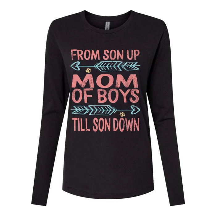 Mom Of From Son Up Till Down Mothers Day Mommy Mother Gift Womens Cotton Relaxed Long Sleeve T-Shirt