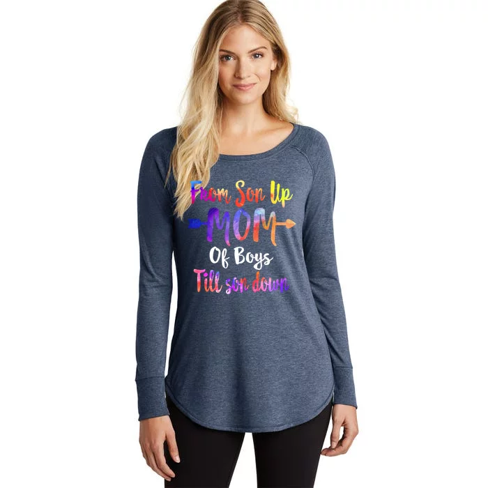 Mom Of From Son Up Till Down Mothers Day Mommy Mother Gift Women's Perfect Tri Tunic Long Sleeve Shirt