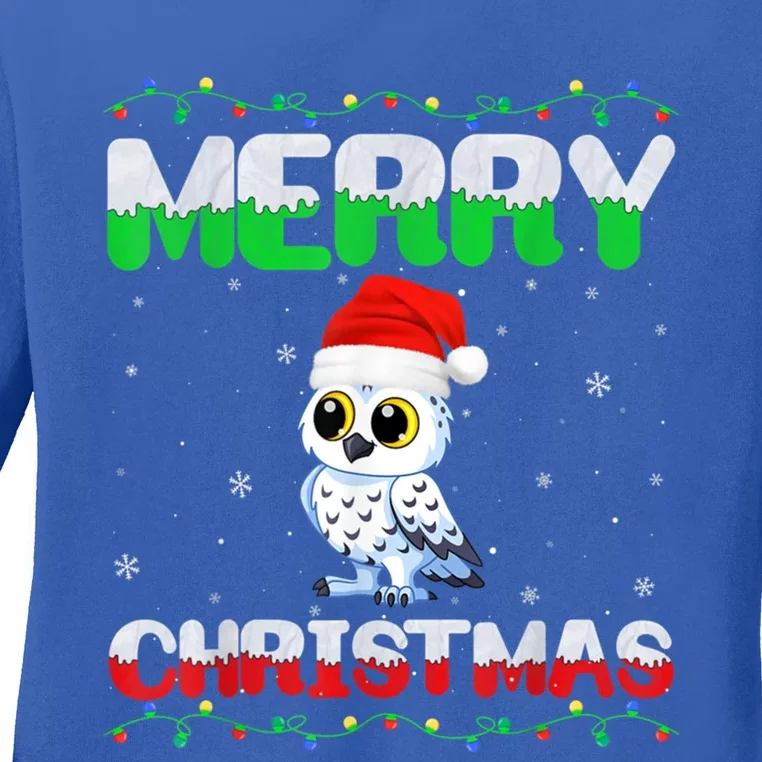 Matching Outfits For Holiday Party Snowy Owl Merry Christmas Gift Ladies Long Sleeve Shirt