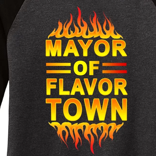 Mayor Of Flavor Town Women's Tri-Blend 3/4-Sleeve Raglan Shirt