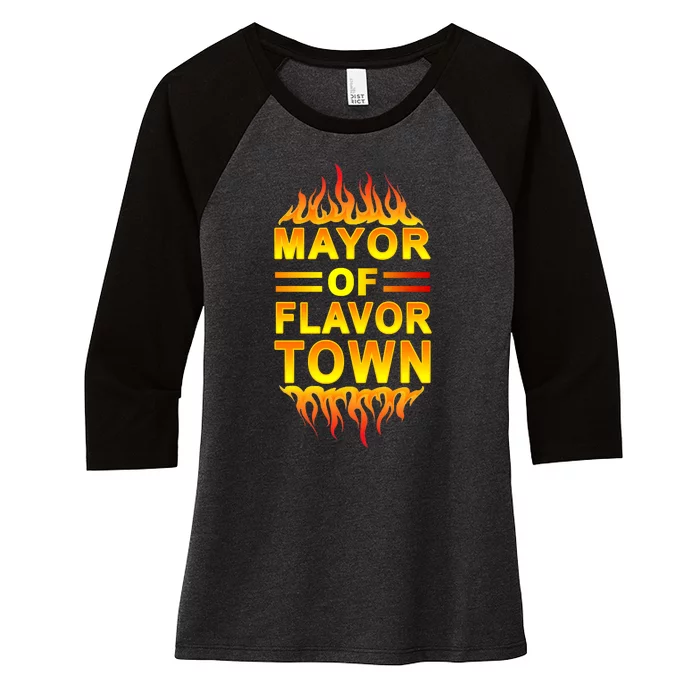 Mayor Of Flavor Town Women's Tri-Blend 3/4-Sleeve Raglan Shirt