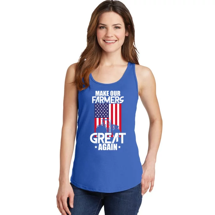 Make Our Farmer Great Again American Farmer Usa Flag Farming Gift Ladies Essential Tank