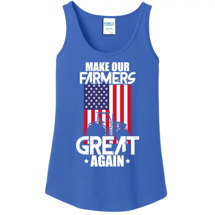 Make Our Farmer Great Again American Farmer Usa Flag Farming Gift Ladies Essential Tank