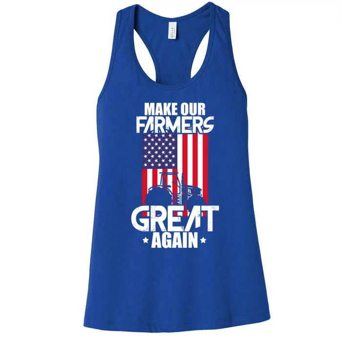 Make Our Farmer Great Again American Farmer Usa Flag Farming Gift Women's Racerback Tank