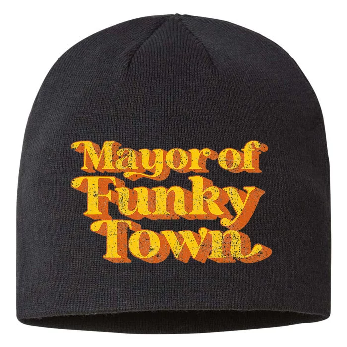 Mayor Of Funky Town Funny Vintage 70's Disco Party 8 1/2in Sustainable Knit Beanie