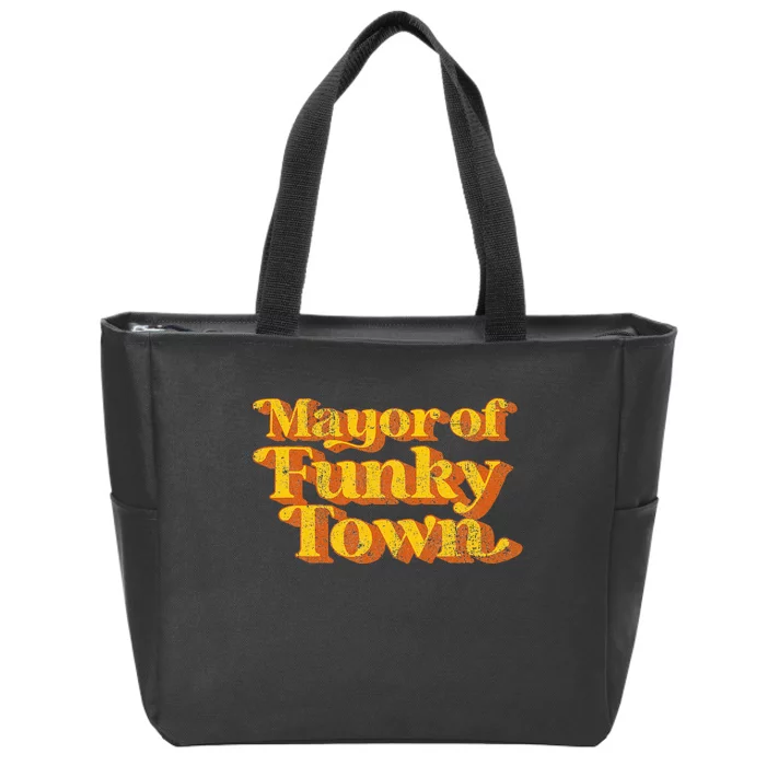 Mayor Of Funky Town Funny Vintage 70's Disco Party Zip Tote Bag