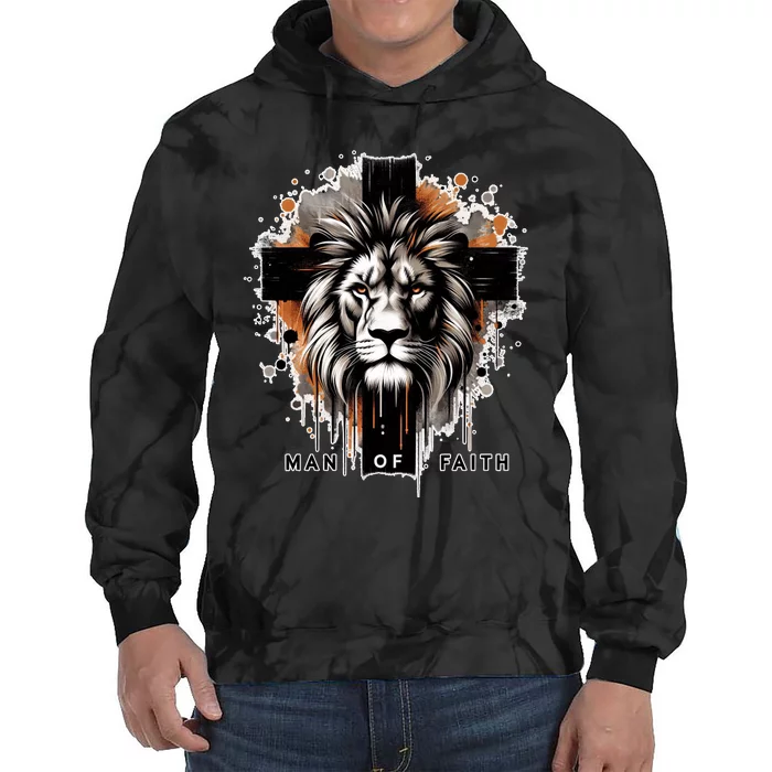 Man Of Faith Lion Of Juda Jesus Christ Cross Christian Catholic Tie Dye Hoodie