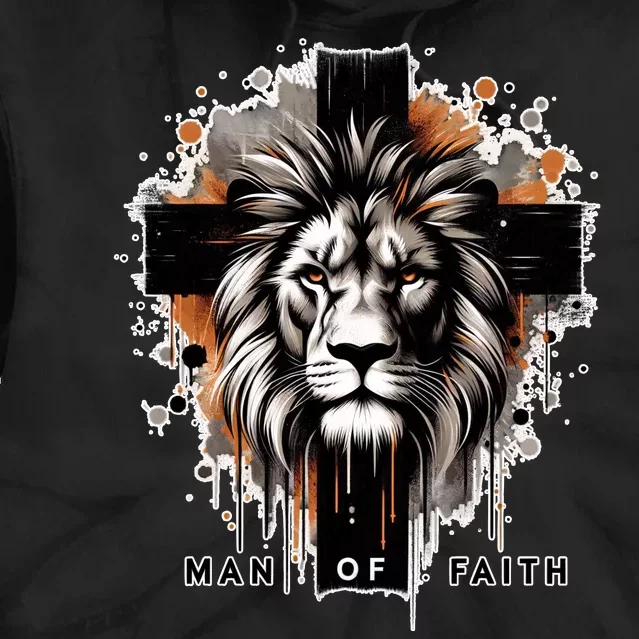 Man Of Faith Lion Of Juda Jesus Christ Cross Christian Catholic Tie Dye Hoodie