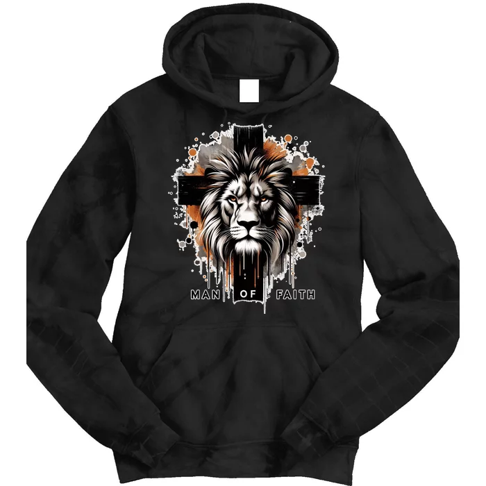 Man Of Faith Lion Of Juda Jesus Christ Cross Christian Catholic Tie Dye Hoodie