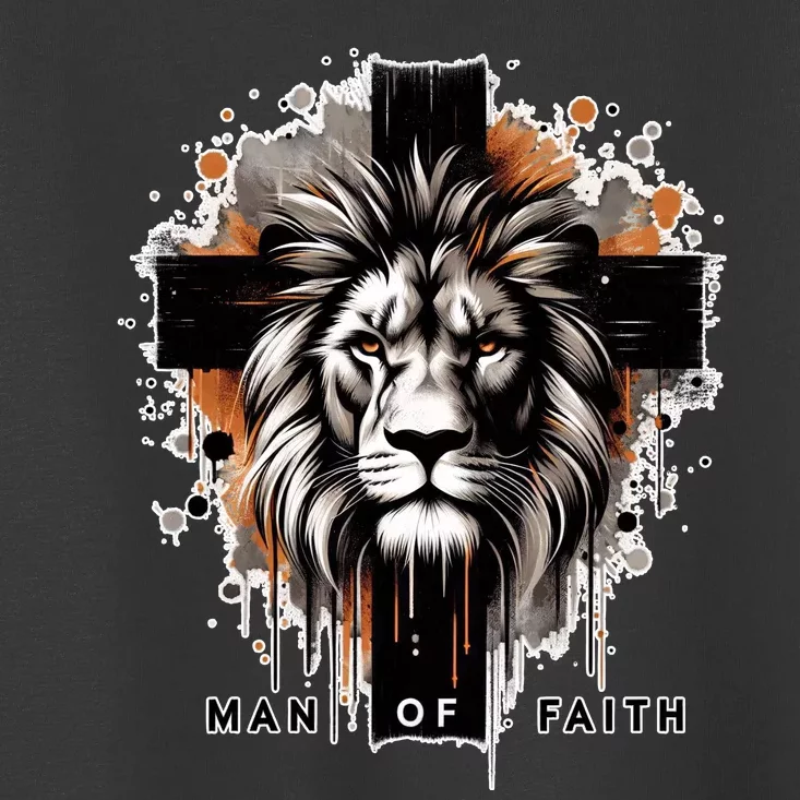 Man Of Faith Lion Of Juda Jesus Christ Cross Christian Catholic Toddler T-Shirt