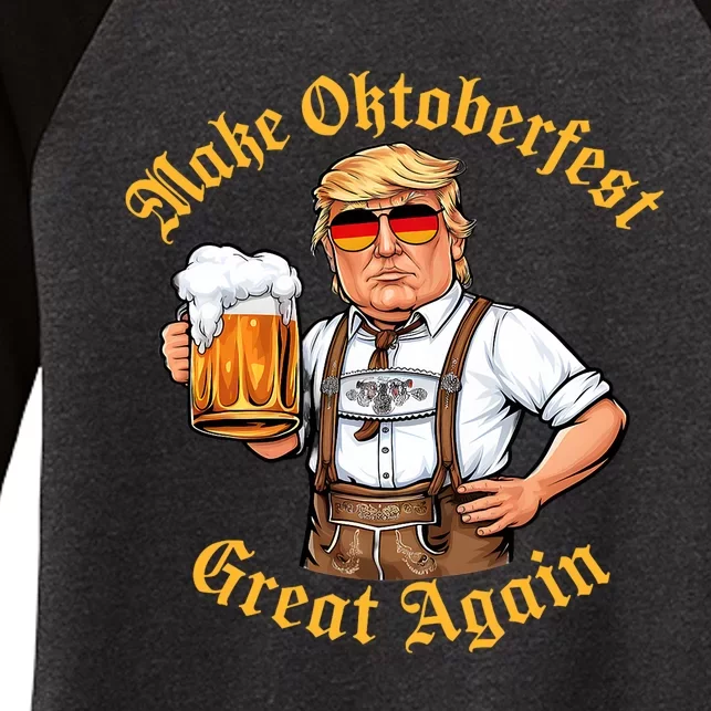 Make Oktoberfest Great Again Funny Trump Drink Beer Prost Women's Tri-Blend 3/4-Sleeve Raglan Shirt