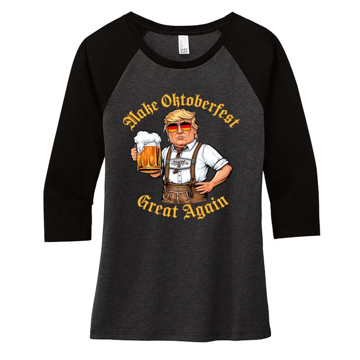 Make Oktoberfest Great Again Funny Trump Drink Beer Prost Women's Tri-Blend 3/4-Sleeve Raglan Shirt