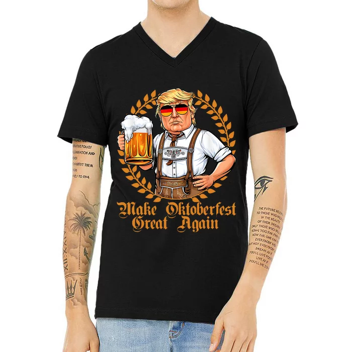 Make Oktoberfest Great Again Beerfest Wurstfest Funny V-Neck T-Shirt