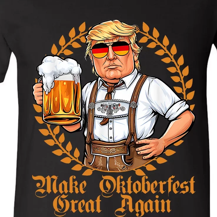 Make Oktoberfest Great Again Beerfest Wurstfest Funny V-Neck T-Shirt