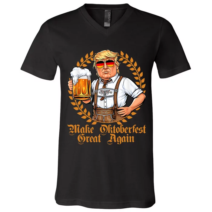 Make Oktoberfest Great Again Beerfest Wurstfest Funny V-Neck T-Shirt