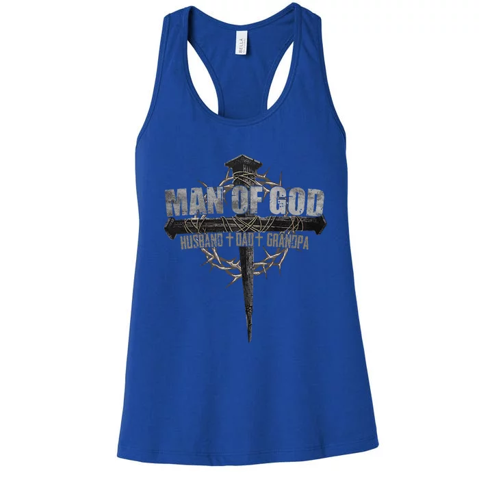 Man Of God Husband Dad Grandpa Women's Racerback Tank