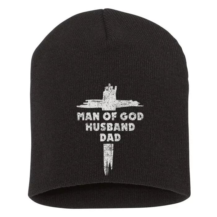 Man Of God Husband Dad Christian Faith Fathers Day Dad Gift Short Acrylic Beanie